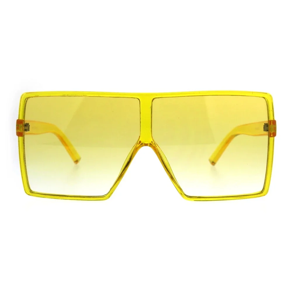 Oversized Square Sunglasses Fashion Trendy Festival Shades Women Yellow Lens XXL